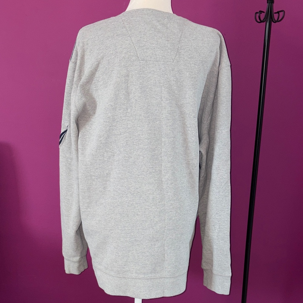MENS Nautica Light Gray Crewneck Sweatshirt with Navy Logo - Picture 6 of 6